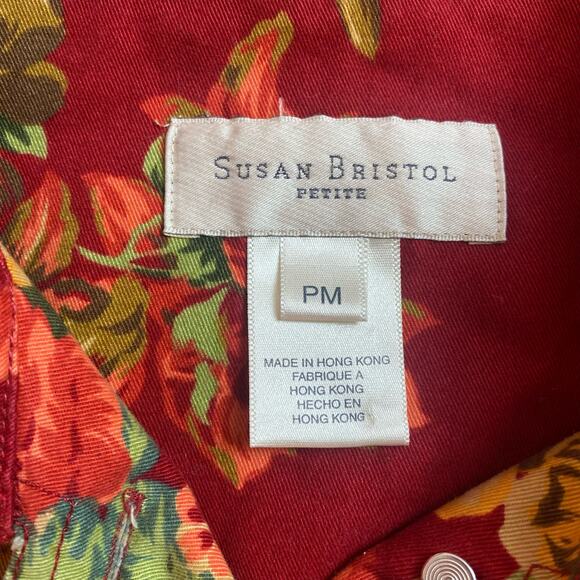 Vintage Susan Bristol Floral Denim Jacket Top Womens Size PM Button Up Pockets - Picture 3 of 8